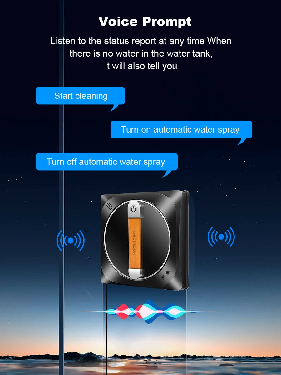 Window Vacuum Cleaning Robot with Spray and App Control