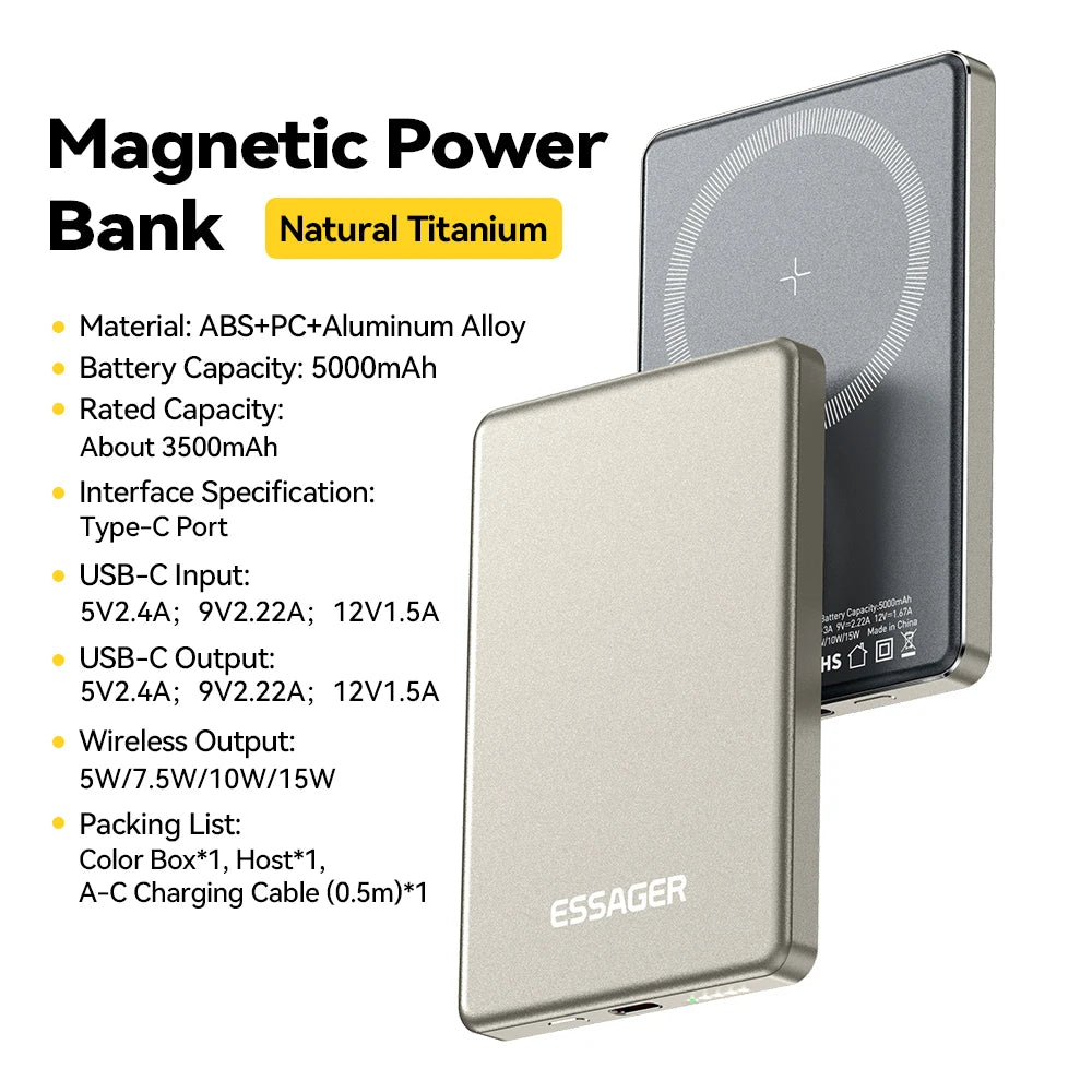 Slim Magnetic Wireless Power Bank Fast Charging Portable Charger