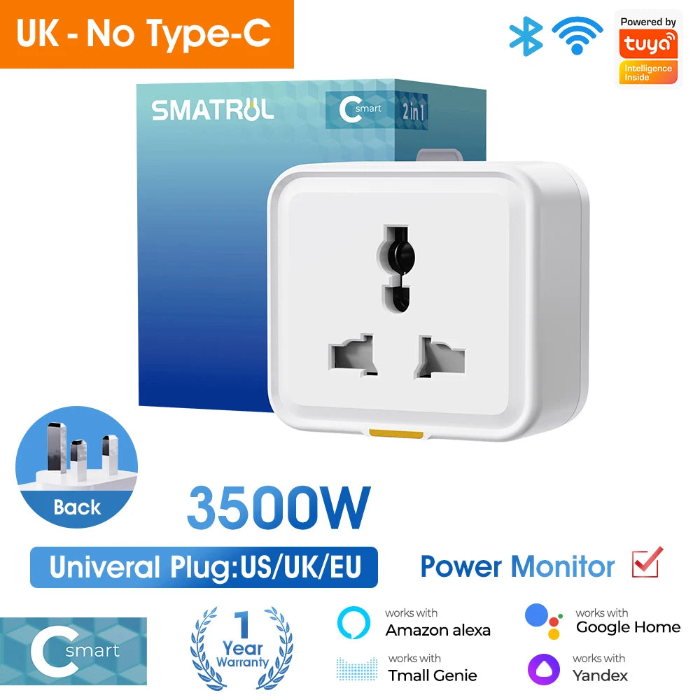 Universal Smart Plug Travel Adapter with Power Monitoring