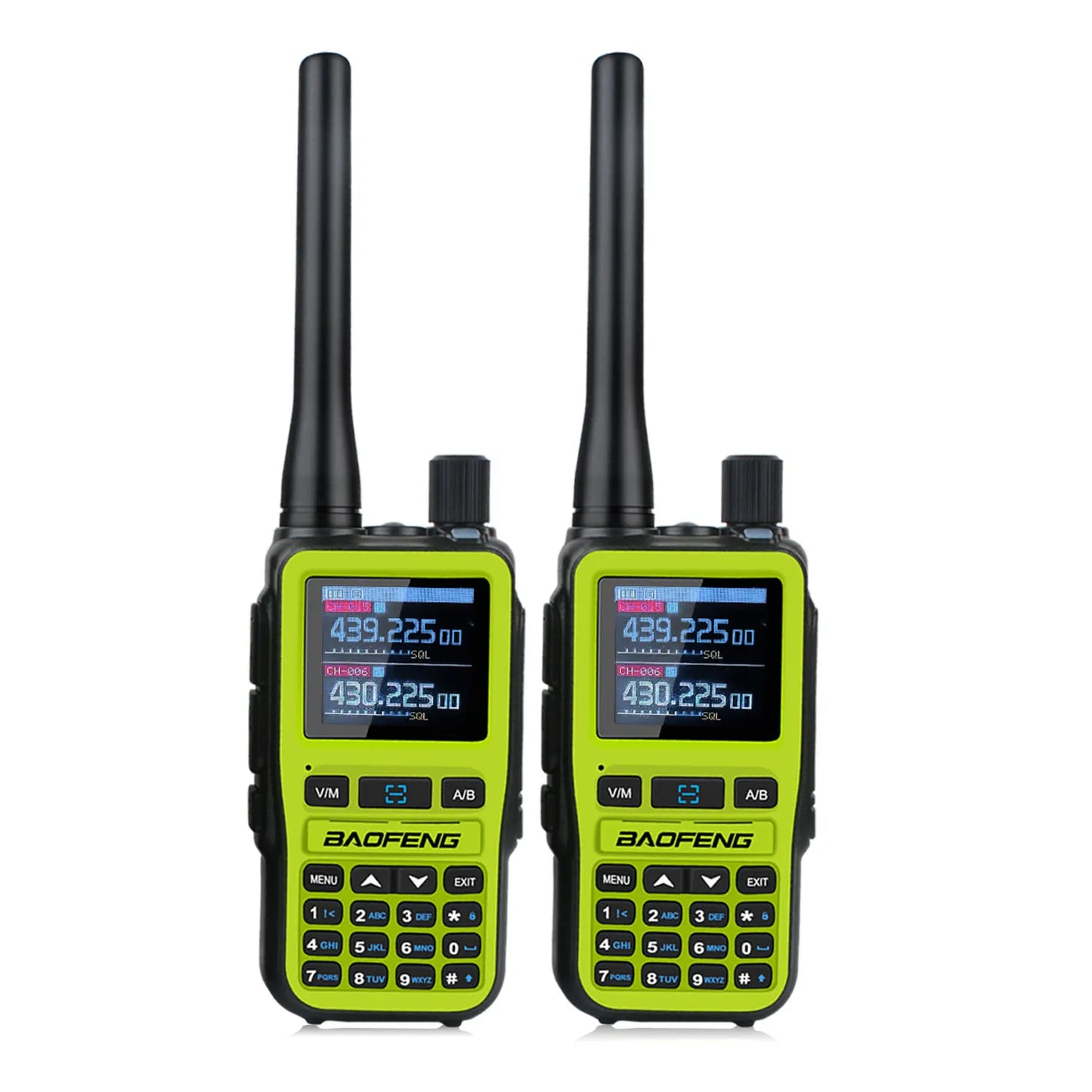 Compact Dual PTT Walkie Talkie Set with Air Band Reception