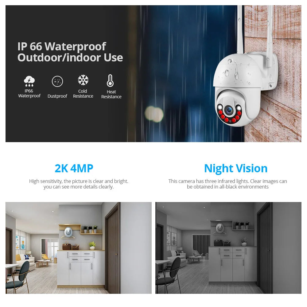 KERUI 4MP 2K Indoor Outdoor Full HD Home Security WIFI IP Camera Match For 8CH Wireless MINI NVR System Host iCsee - Home Smart Direct