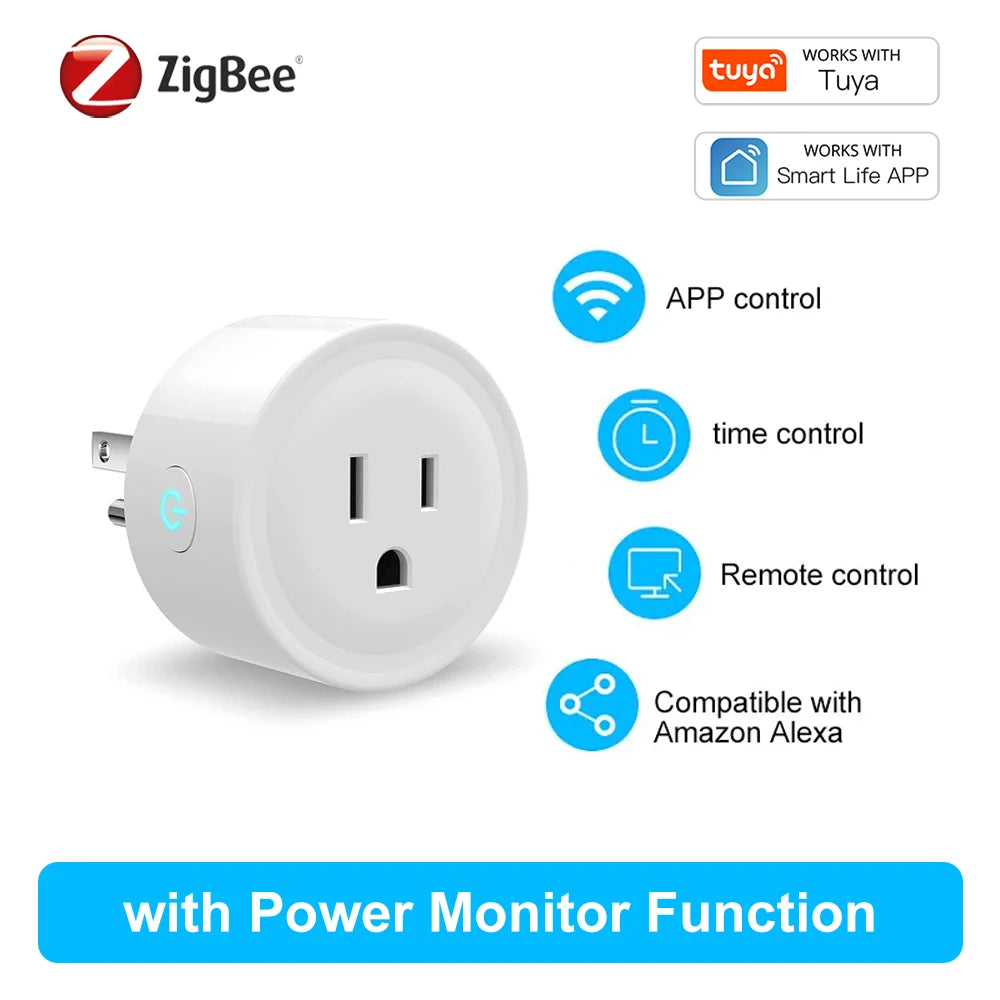 Smart Plug WiFi Zigbee with Power Monitoring and Timer
