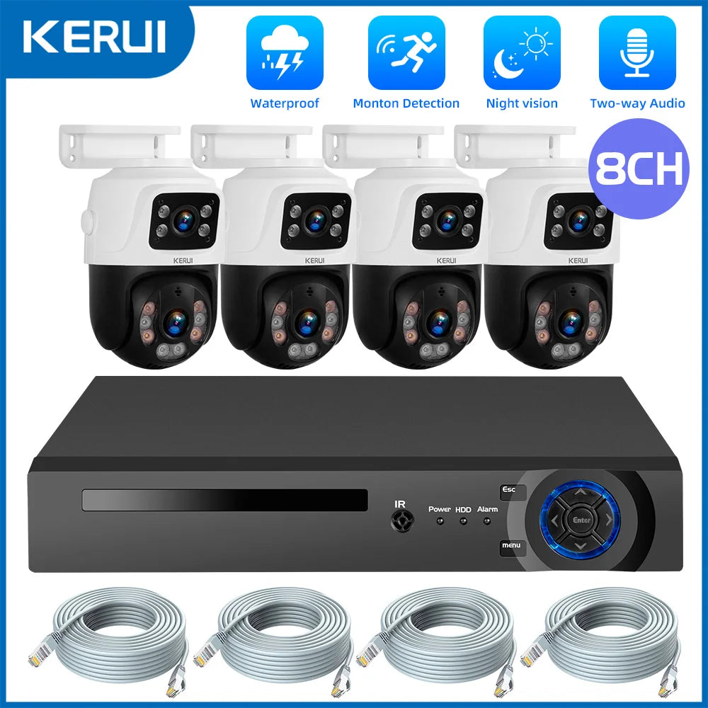 KERUI 6MP Full HD 8CH POE NVR Surveillance Camera System Dual Lens PTZ WIFI IP Home Security Video H.265 CCTV For Russia - Home Smart Direct