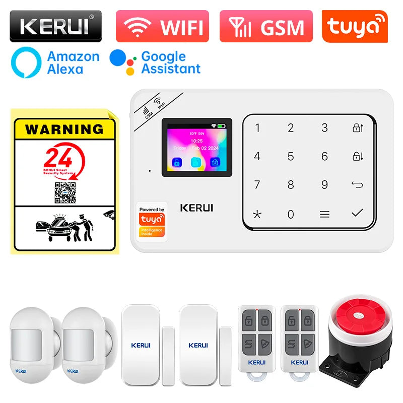 KERUI Home Alarm Kit Wireless WiFi GSM Anti-Theft with Touch Screen Tuya Smart Life App Alarm System for Security Protection - Home Smart Direct
