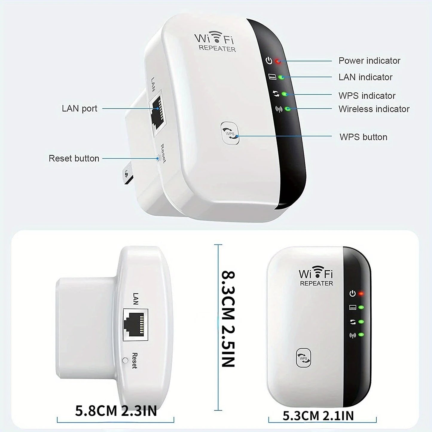 WiFi Signal Repeater Extender with Ethernet Port Wireless Network Booster