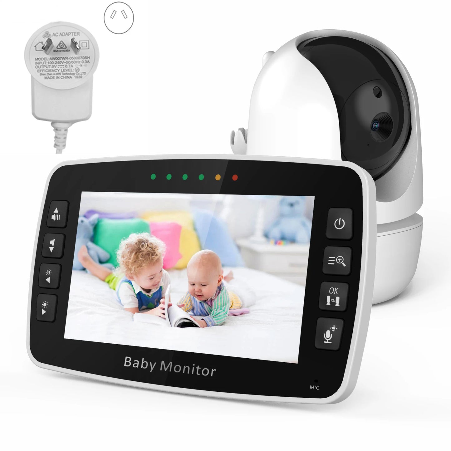Wireless Baby Monitor with IPS Screen PTZ Camera and Temperature Display