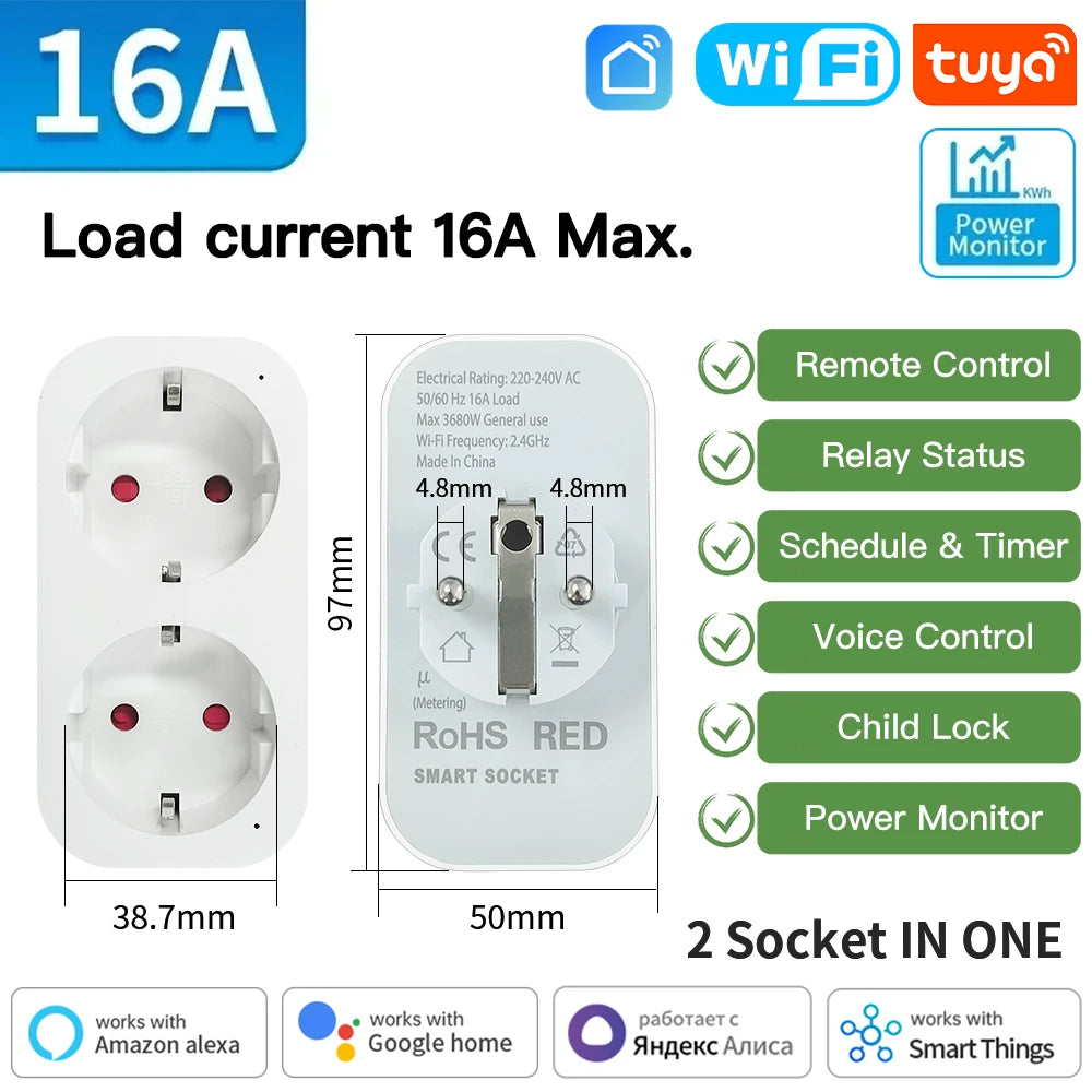 Smart Plug Zigbee WiFi with Power Monitoring and Timer