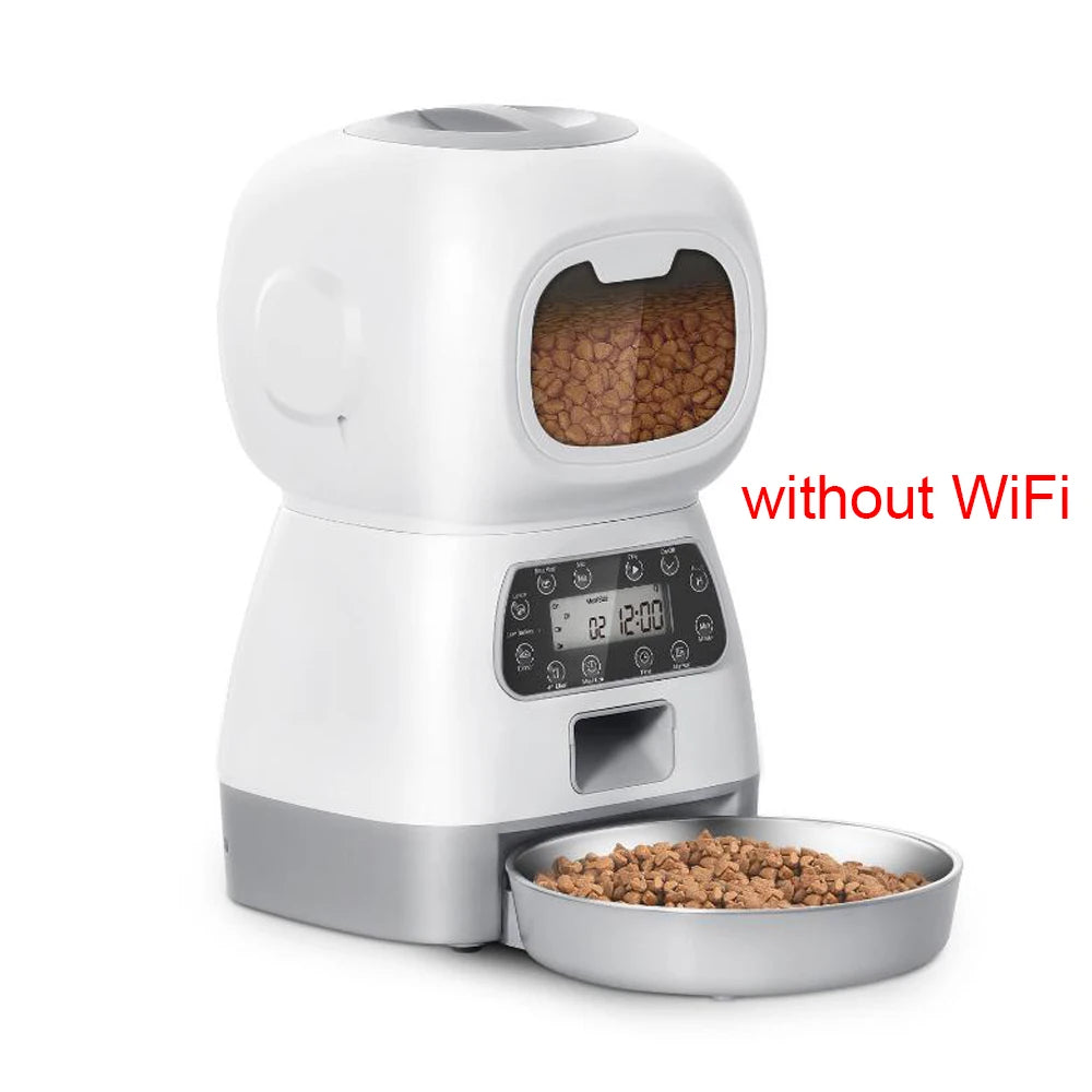 Automatic Pet Feeder with Voice Recorder and Large Capacity