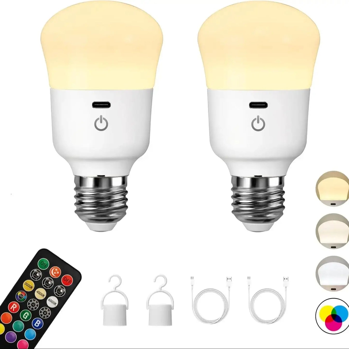 USB Rechargeable LED Bulb with Remote RGB Timer Emergency Backup - Home Smart Direct