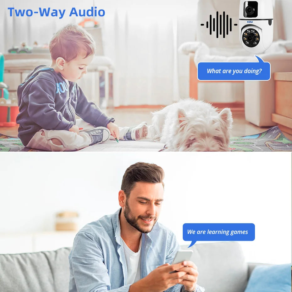 KERUI 5G WiFi IP Camera 6MP Dual Lens E27 Bulb Camera with Auto Tracking Full Color Night Vision Surveillance Camera for Home - Home Smart Direct