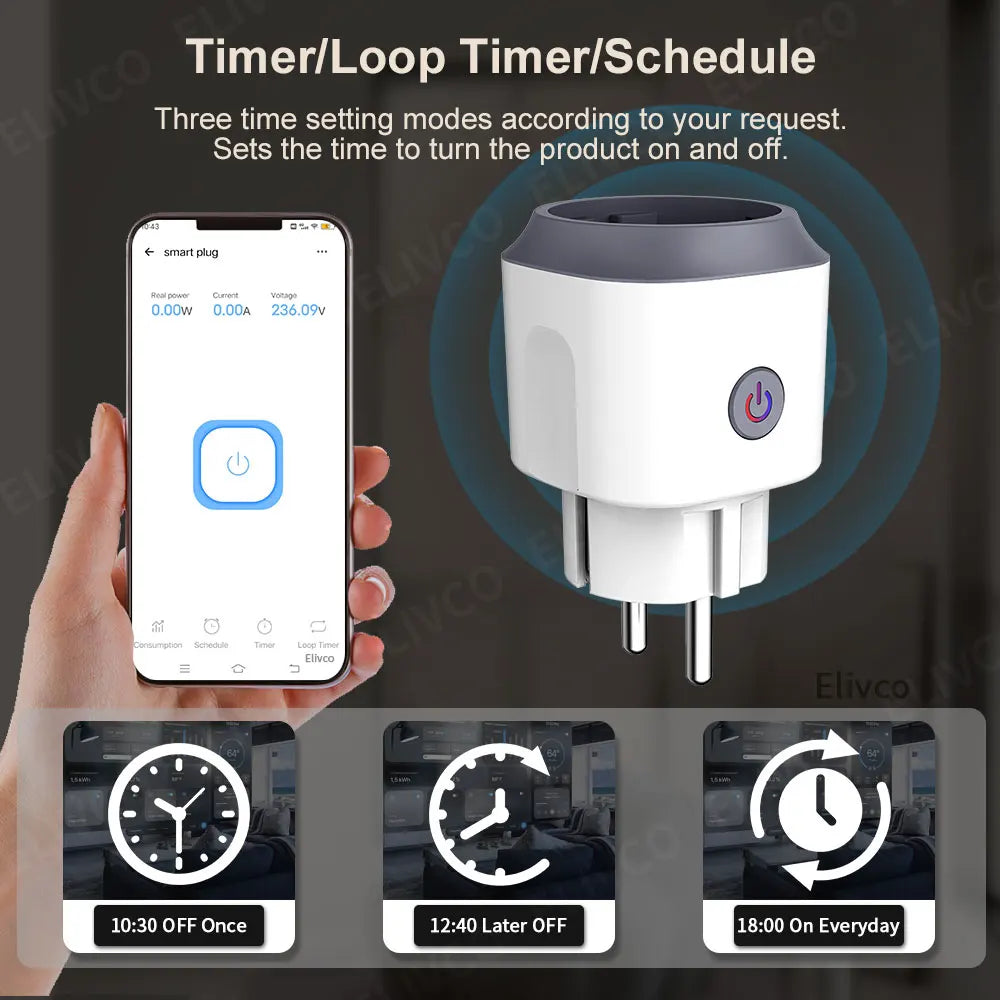 Smart WiFi Plug with Power Monitor and Remote Control