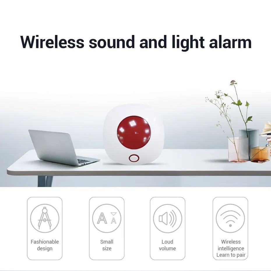 KERUI 110db Loud Alarm Siren Strobe Red Light 433MHz Wireless Indoor Flashing Horn for G12 G20 G30 G34 G60B G70 Alarm System - Home Smart Direct