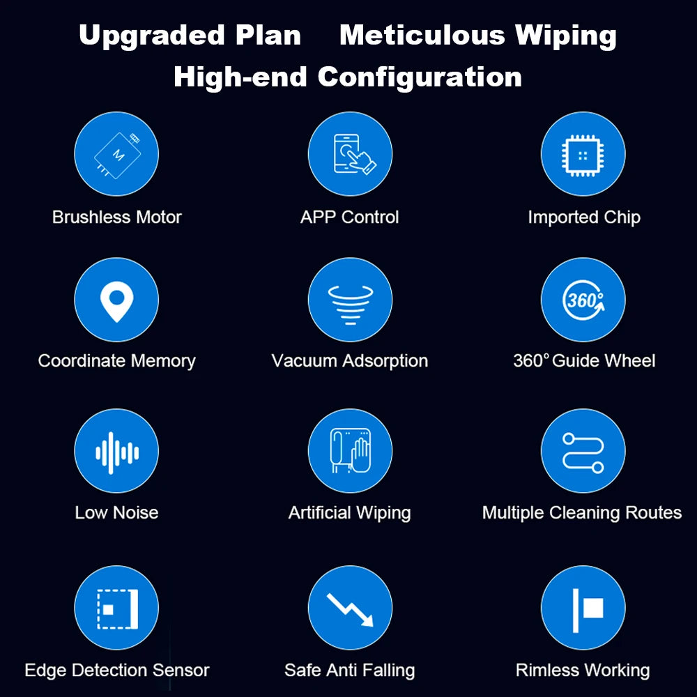 Window Vacuum Cleaning Robot with Spray and App Control