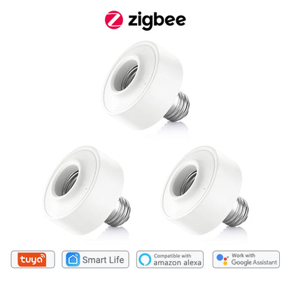 Tuya Smart ZigBee 3.0 Led Bulb Socket Lamp Adapter Holder E27 Works with Google Home Alexa Echo Remote Control ON OFF DIY MQTT - Home Smart Direct