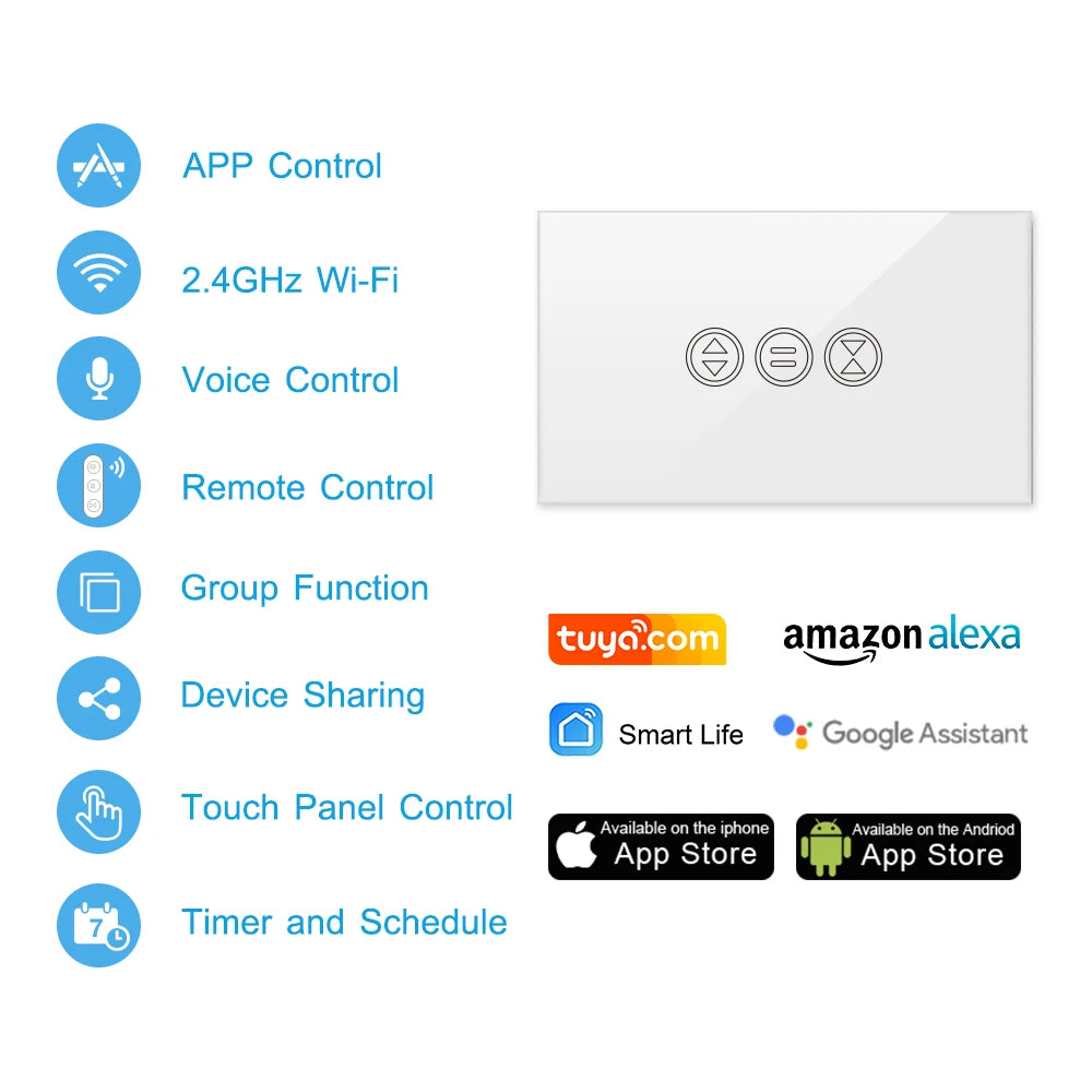 Smart WiFi Curtain Switch with Remote Control