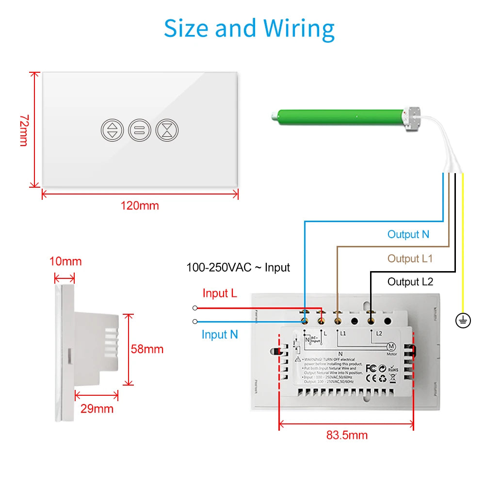 Smart WiFi Curtain Switch with Remote Control
