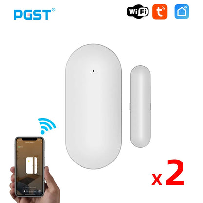 PGST PB69 Tuya Smart Home WiFi Door Sensor App Notification Window Detector Security Protection Alert Security Alarm - Home Smart Direct