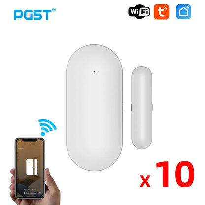 PGST PB69 Tuya Smart Home WiFi Door Sensor App Notification Window Detector Security Protection Alert Security Alarm - Home Smart Direct