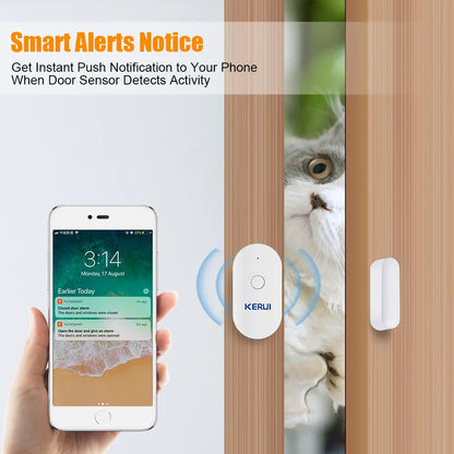 KERUI Tuya Smart Home WiFi Door Sensor Alarm Window Open Closed Detectors Magnetic Switch APP Alert Car Garden Security System - Home Smart Direct