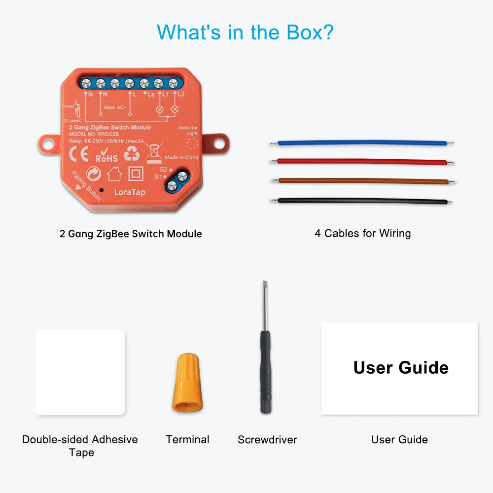 LoraTap Tuya ZigBee 3.0 2 Gang Light Switch Relay Module Google Home Alexa Echo Remote Control Work with Zigbee2MQTT DIY - Home Smart Direct