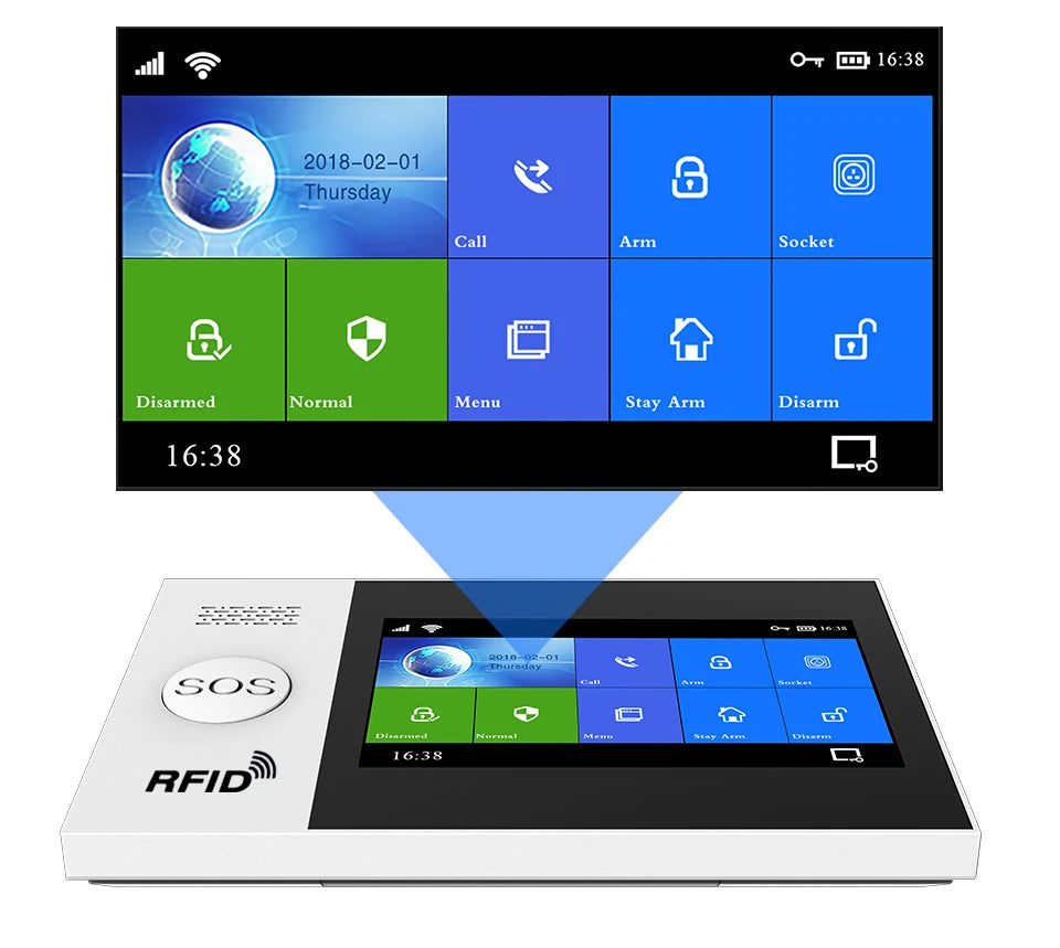 PGST PG107 Tuya Alarm System 4.3 inch Screen WIFI GSM GPRS Burglar Home Security With PIR Motion Sensor Fire Smoke Detector - Home Smart Direct