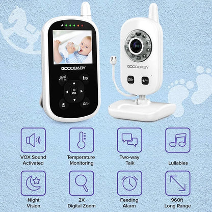 Video Baby Monitor with Camera Audio Night Vision and Temperature Sensor