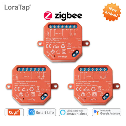 Tuya Smart Life ZigBee Switch 2 Gang Relay Module Lighting Google Home Assistant Alexa Echo App Remote Control Timer Zigbee2MQTT - Home Smart Direct