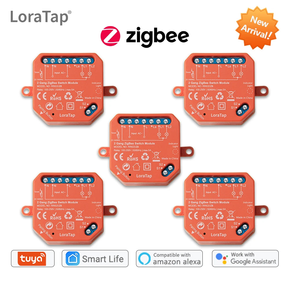 Tuya Smart Life ZigBee Switch 2 Gang Relay Module Lighting Google Home Assistant Alexa Echo App Remote Control Timer Zigbee2MQTT - Home Smart Direct