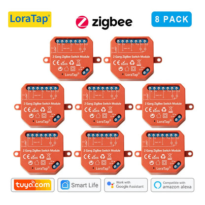 LoraTap Tuya ZigBee 3.0 2 Gang Light Switch Relay Module Google Home Alexa Echo Remote Control Work with Zigbee2MQTT DIY - Home Smart Direct