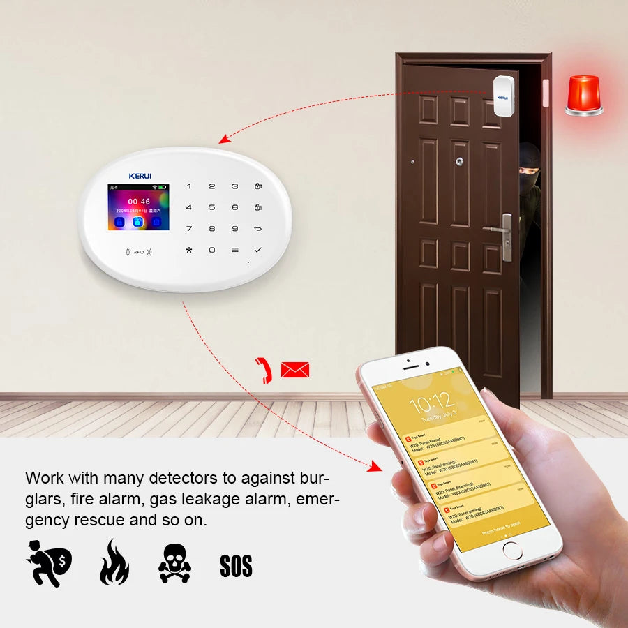 KERUI 4G Wireless Home Alarm Set With Smoke Detector Motion Sensor Tuya Smart Alarm System WiFi GSM for Home Security W204 - Home Smart Direct