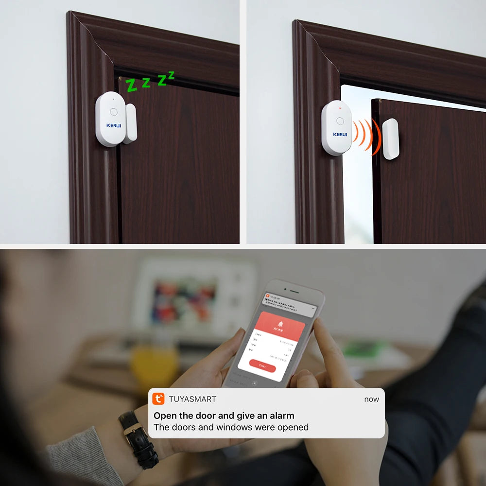 KERUI Tuya Smart Home WiFi Door Sensor Alarm Window Open Closed Detectors Magnetic Switch APP Alert Car Garden Security System - Home Smart Direct