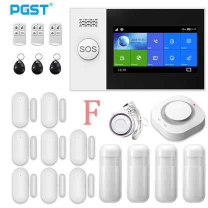 PGST PG107 Tuya Alarm System 4.3 inch Screen WIFI GSM GPRS Burglar Home Security With PIR Motion Sensor Fire Smoke Detector - Home Smart Direct