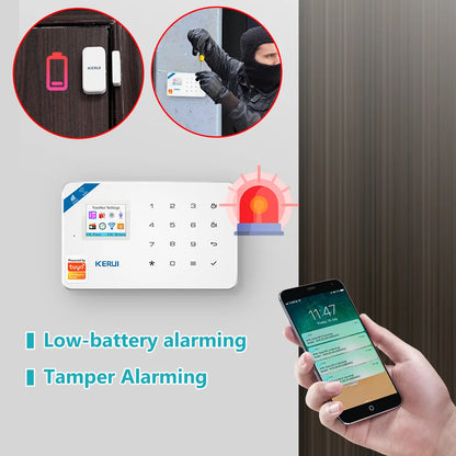 KERUI W184 Tuya Smart 4G Alarm System Wireless WIFI GSM Alarm Motion Detector Door Sensor Burglar Support Alexa&Google - Home Smart Direct