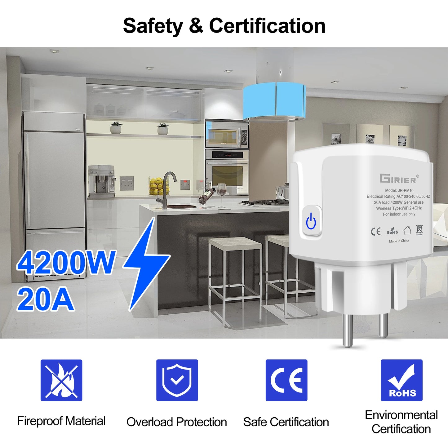 Smart WiFi Plug with Power Monitor and Timer Function