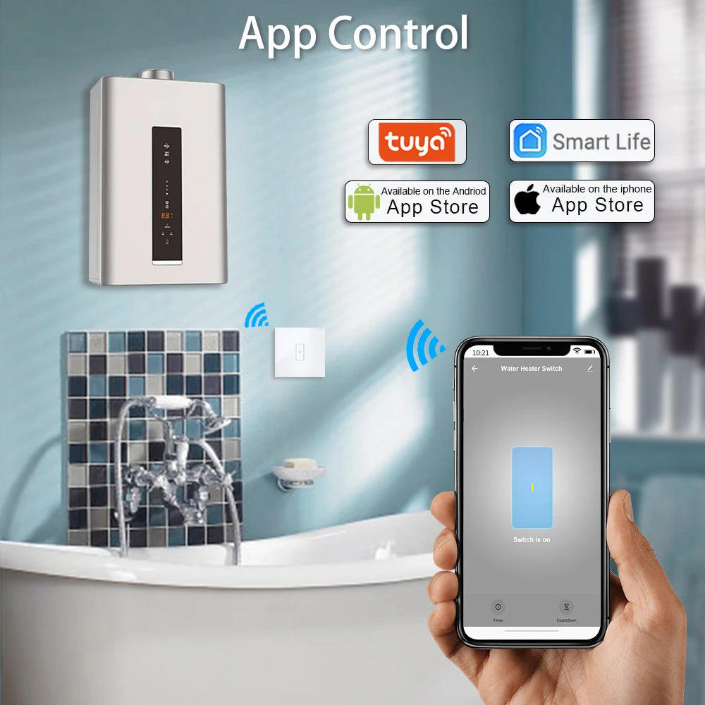 Smart Home ZigBee EU Boiler Water Heater Switch 4400W Tuya App Remote Control ON OFF Timer Voice Control Google Home Alexa MQTT - Home Smart Direct