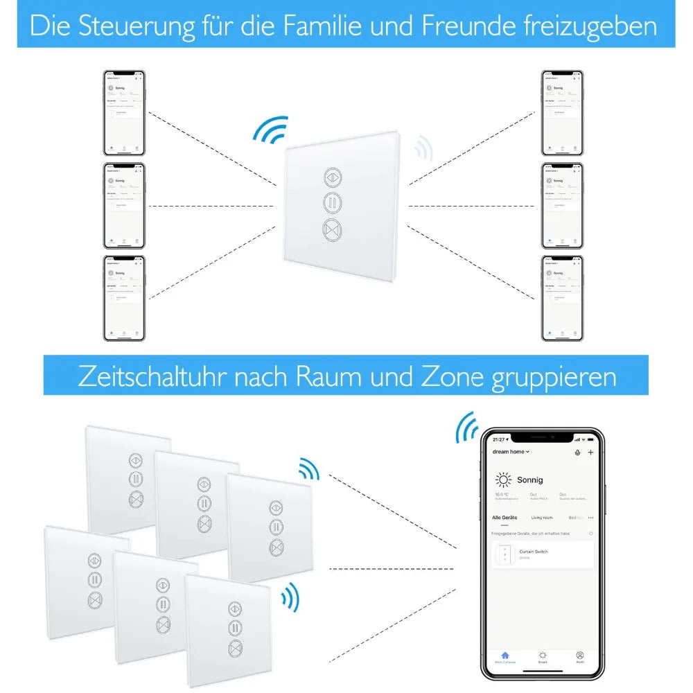 Smart Curtain Roller Shutter Touch Switch with Voice Control