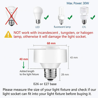 Tuya Smart ZigBee 3.0 Led Bulb Socket Lamp Adapter Holder E27 Works with Google Home Alexa Echo Remote Control ON OFF DIY MQTT - Home Smart Direct