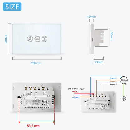 WiFi Curtain Switch Touch Panel Tuya App Remote Control Electrical Roller Shutter Blind Voice Control Google Home Alexa Echo DIY - Home Smart Direct