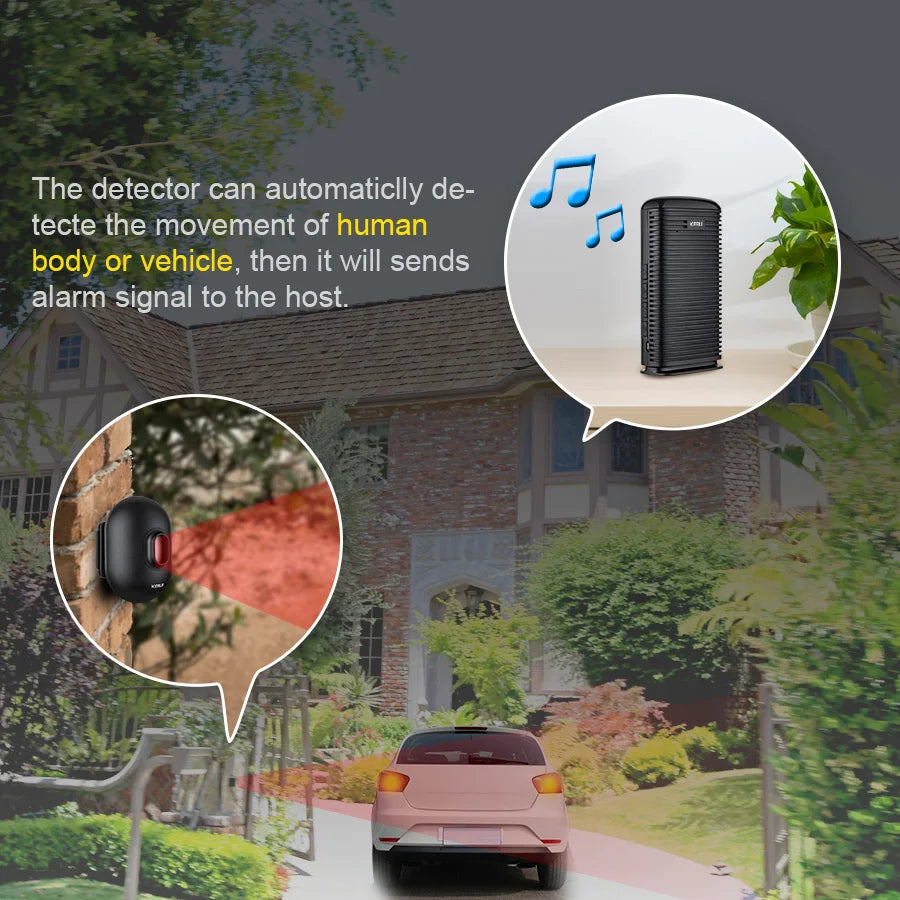 KERUI DW9 Driveway Garage Alarm Wireless Welcome Burglar Passage Detector Outdoor PIR Motion Sensor Alarm Security Protection - Home Smart Direct