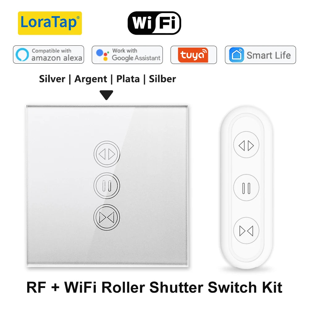WiFi Roller Shutter Curtain Switch in Silver Finish