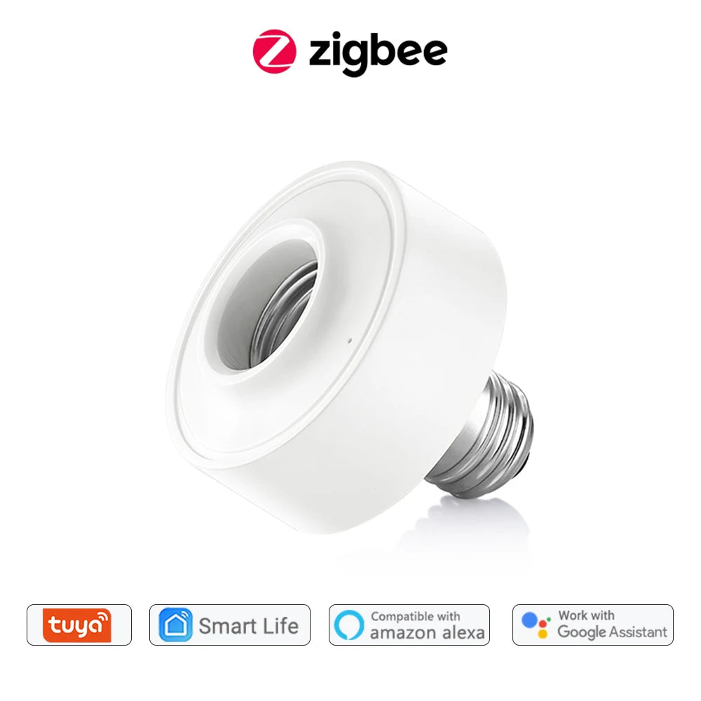 LoraTap Tuya Smart ZigBee 3.0 Led Bulb Socket Lamp Adapter Holder E27 Works with Google Home Alexa Echo Remote Control MQTT - Home Smart Direct