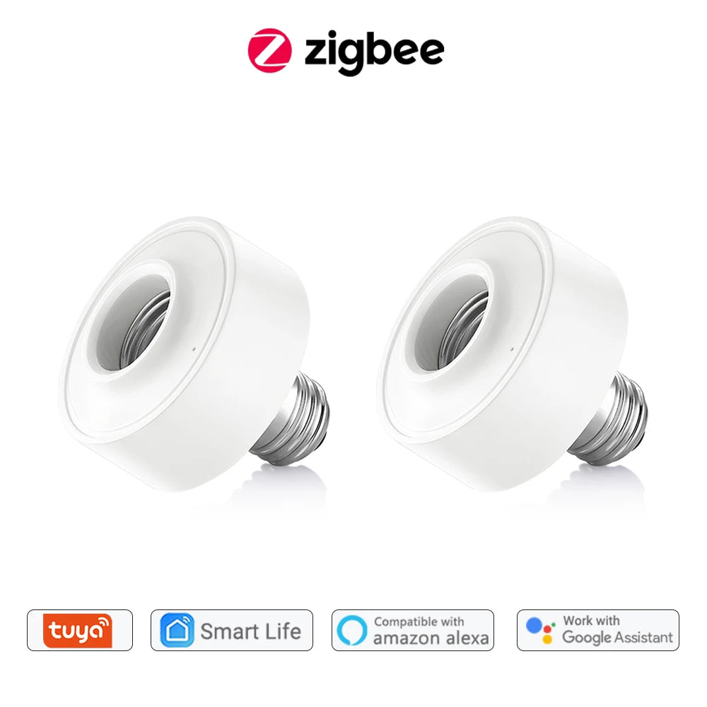 LoraTap Tuya Smart ZigBee 3.0 Led Bulb Socket Lamp Adapter Holder E27 Works with Google Home Alexa Echo Remote Control MQTT - Home Smart Direct