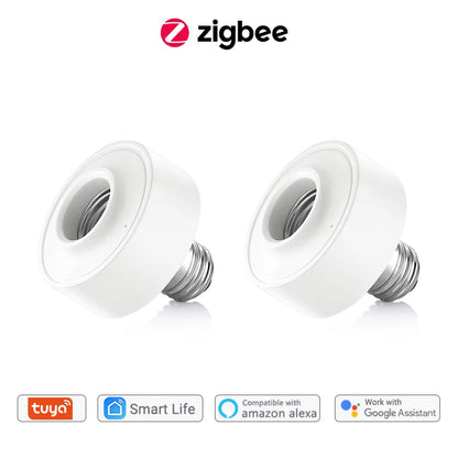 Tuya Smart ZigBee 3.0 Led Bulb Socket Lamp Adapter Holder E27 Works with Google Home Alexa Echo Remote Control ON OFF DIY MQTT - Home Smart Direct