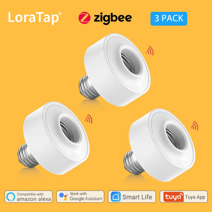 LoraTap Tuya ZigBee 3.0 Lamp Holder E27/E26 Bulb Smart Home Google Alexa Echo Remote Control Work with Assistant Zigbee2MQTT DIY - Home Smart Direct