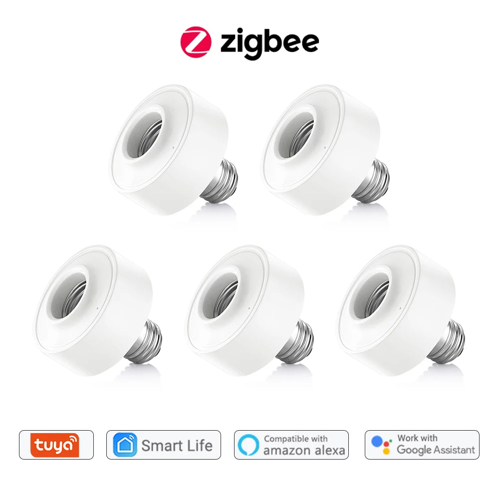 Tuya Smart ZigBee 3.0 Led Bulb Socket Lamp Adapter Holder E27 Works with Google Home Alexa Echo Remote Control ON OFF DIY MQTT - Home Smart Direct