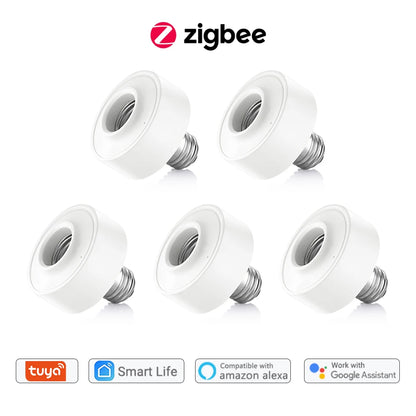 Tuya Smart ZigBee 3.0 Led Bulb Socket Lamp Adapter Holder E27 Works with Google Home Alexa Echo Remote Control ON OFF DIY MQTT - Home Smart Direct