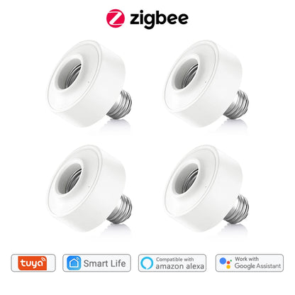 LoraTap Tuya Smart ZigBee 3.0 Led Bulb Socket Lamp Adapter Holder E27 Works with Google Home Alexa Echo Remote Control MQTT - Home Smart Direct