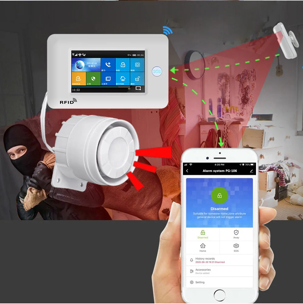 PGST Wired Siren Speaker 3.5mm jack for Wireless Alarm System Home Security PG107 PG106 PG105 PG103 - Home Smart Direct