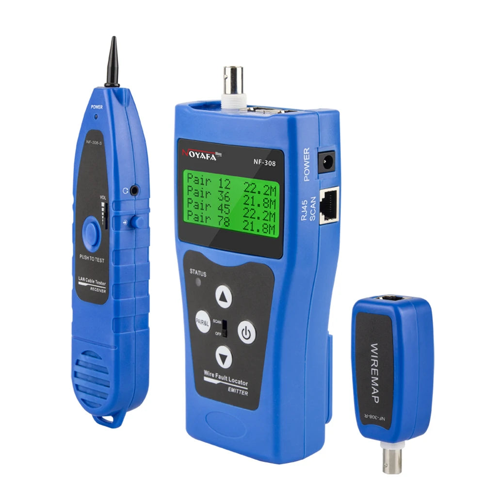 Network Cable Tester with Length Measurement and Wire Tracking