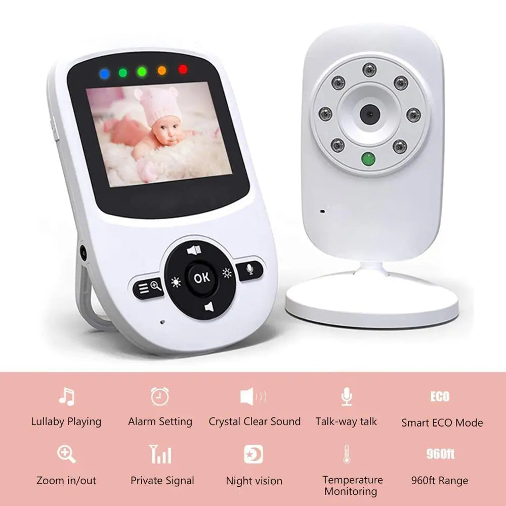 Wireless Video Baby Monitor with Night Vision and Temperature Sensor